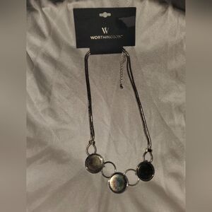 Worthington Silver Necklace with Black Accents